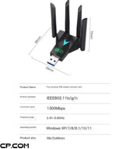 Bộ chuyển đổi Wifi Usb 1300Mbps 4 Ăng-ten